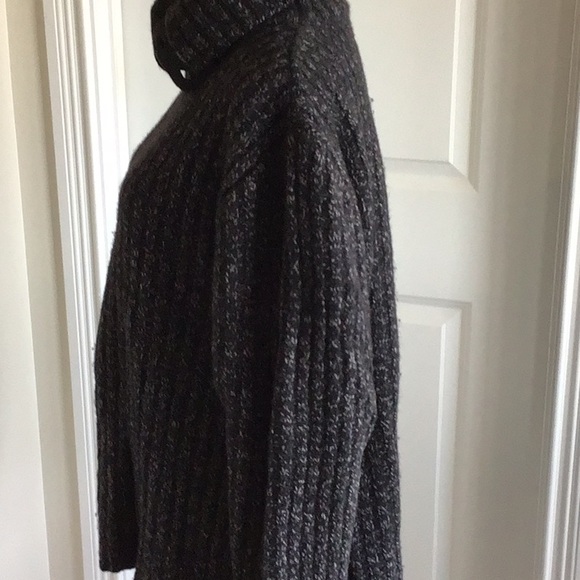 H&M black lambs wool blend button collar turtleneck long sleeve knit sweater M - Picture 10 of 13